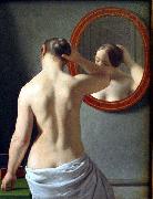 Christoffer Wilhelm Eckersberg Woman Standing in Front of a Mirror oil painting